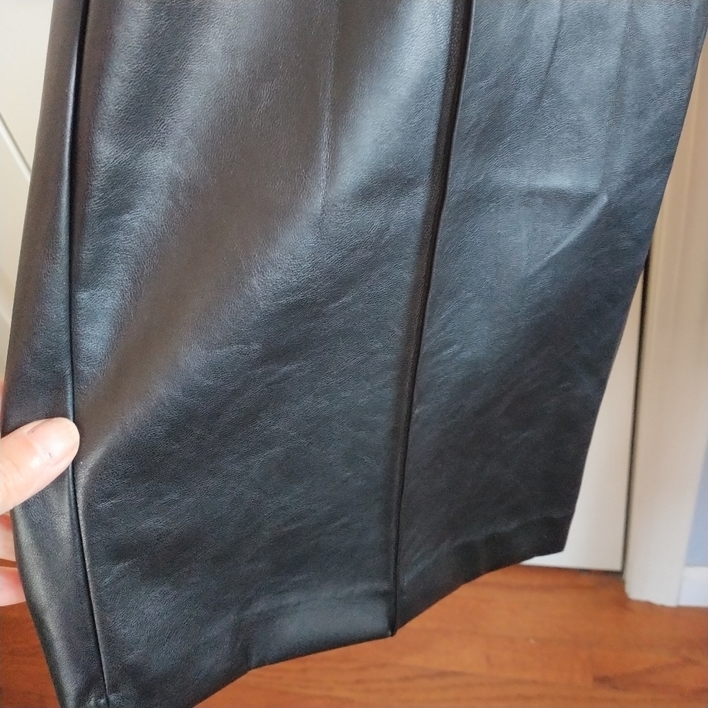 Nine West Black Faux Leather Wide Leg Pants 10 - Picture 7 of 11